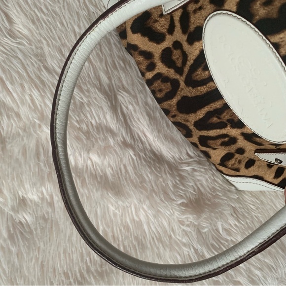 Vintage Dolce & Gabbana Leopard Print Satchel/Bag with Off White Leather Trim - Picture 13 of 15